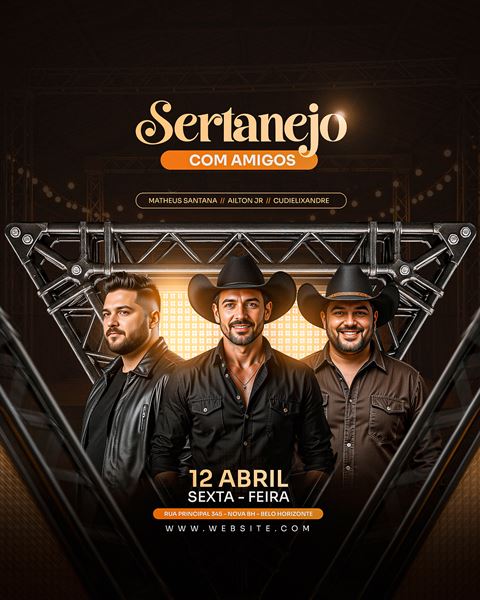 Flyer Sertanejo com Amigos PSD - Template Photoshop Editável